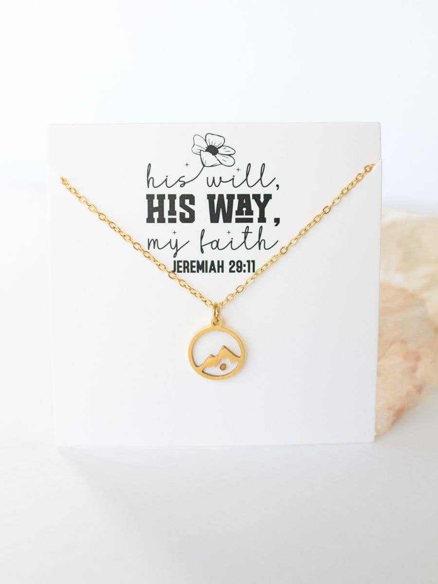 Faith Moves Mountains Gold Necklace